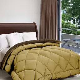 Doristyle Brown 250 GSM Checked Microfiber Double Bed Comforter-picture-39