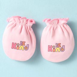 Ben Benny Interlock Knit Cap Mittens & Booties Set with Text Print Pink - Diameter 10.5 cm image 4