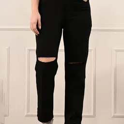 SZN Women Classic Mid-Rise Slash Knee Stretchable Jeans-picture-3