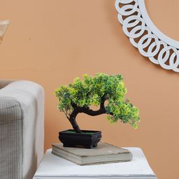 FOLIYAJ Green & Yellow Artificial Bonsai Pot-24