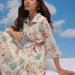 CORSICA Floral Printed Puff Sleeve Fit & Flare Dress-image-78