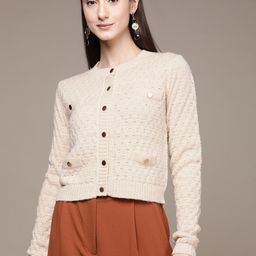 Label Ritu Kumar Open Knitted Acrylic Cardigan-image-9