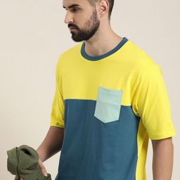 DILLINGER Men Colourblocked Drop-Shoulder Sleeves Oversized Pure Cotton T-shirt-image-66
