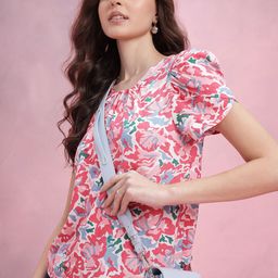 DressBerry Printed Gathered Detail Top-image-27