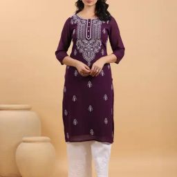 Janasya Purple Embroidered Kurtas-picture-36