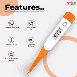 MCP Flexible Tip Waterproof Digital Thermometer (Orange and White) image 5