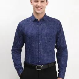 Allen Solly Navy Cotton Slim Fit Printed Shirt-image-83