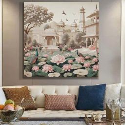 999Store Multicolor Canvas Traditional Indian Garden Art Print-40