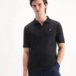 Rare Rabbit Black Cotton Regular Fit Solid Polo T-Shirt-picture-16