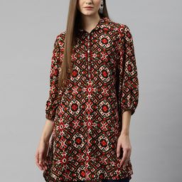 Nayam By Lakshita Viscose Rayon Shirt Collar Printed Tunic-57