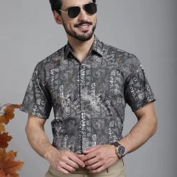 Indian Needle Brown Cotton Regular Fit Printed Shirt-picture-18