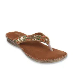 Metro Women's Antique Gold Thong Sandals-picture-23