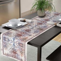 HOSTA HOMES Multicolor Polyester 6-Seater Digitally Printed Dining Table Runner image 1