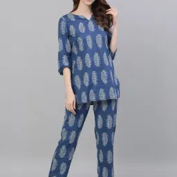 Jaipur Kurti Blue Printed Short Kurta With Pyjama-picture-20