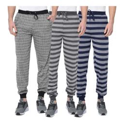 Vimal Jonney Multicolor Cotton Joggers - Pack of 3-picture-48