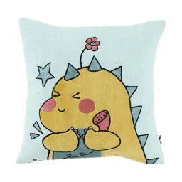 Home4U Multi Natural Slub Peeka Dragon Kids Cushion Cover-46