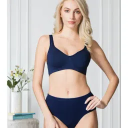 Van Heusen Comfort Fit Side Support Panel No Spill Comfort Solid Bra - Deep Sea Navy-picture-14