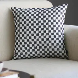 GM Bitmap Black & White Viscose Medium-Sized Zipped Cushion Cover - Single Piece-26