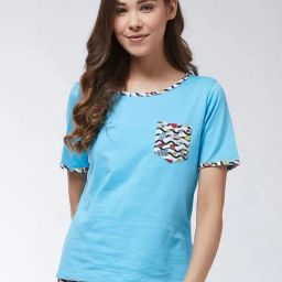 Miss Chase Sky Blue Cotton Printed T-shirt-picture-37
