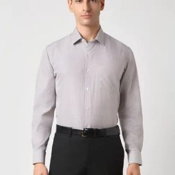 Van Heusen Grey Cotton Regular Fit Striped Shirt-image-47