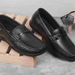 Mochi Men's Black Casual Loafers-image-16