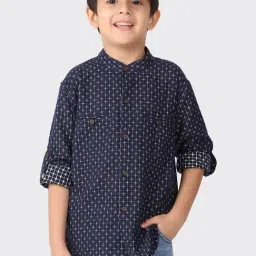 Fabindia Kids Blue Cotton Printed Full Sleeves Shirt-picture-31