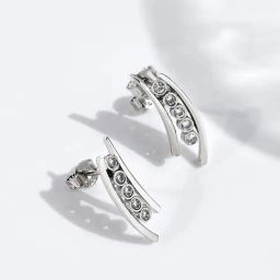 March by FableStreet 92.5 Sterling Silver Studded Zircon Stud Earrings for Women-image-34