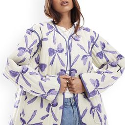LULU & SKY Women Collarless Conversational Printed Casual Open Front Jacket-5