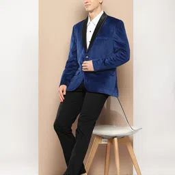 INVICTUS Slim Fit Velvet Single-Breasted Blazers-picture-16