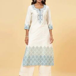 Rangmanch by Pantaloons Blue Embroidered Straight Kurta-image-56