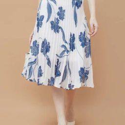 Code By Lifestyle Off White Regular Fit Floral Print Skirt-82