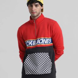 Jack & Jones Mars Red Regular Fit Colour Block Sweatshirt image 4