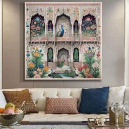 999Store Multicolor Canvas Intricate Floral Patterns Architectural Art Print-7