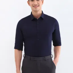Allen Solly Navy Cotton Slim Fit Shirt-image-57