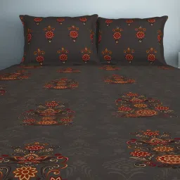 Spaces Aurum Abstract Grey 132 TC Cotton Double Bedsheet with 2 Pillow Covers image 4