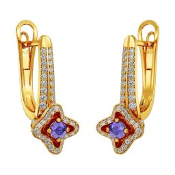 Joyalukkas 22k Yellow Gold Lavender Bloom Hoop Earrings for Women-image-38