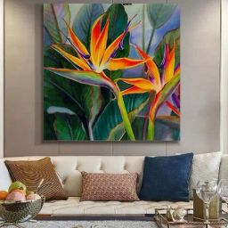 999Store Multicolor Canvas Vibrant Bird Of Paradise Flower Art Print-11