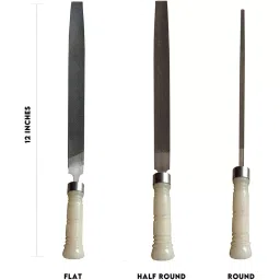AMB 12 inch (304.8 mm) Flat Half Round File Tool With PVC Handle, AZFHR12_1 (Set of 3) image 2
