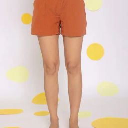 KAORI BY SHREYA AGARWAL Brown Linen Solid Shorts-image-28