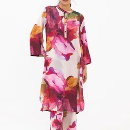 THR3Letter Floral Printed Tunic With Trouser Co-ords-picture-1