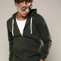 Campus Sutra Green Cotton Regular Fit Hooded Sweatshirt-image-34