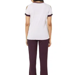 Soie Purple Printed Top With Pyjama Set image 2