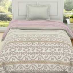 Spaces Floral Beige 144 TC Cotton Single Quilt-image-34