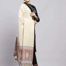 Monte Carlo Beige Regular Fit Self Pattern Shawl image 3