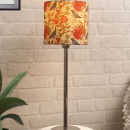 Homesake Chrome Suave Multicolor Steel Bedside Table Lamp With Fabric Shade - Set of 1 image 1