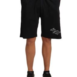BENE KLEED Black Cotton Loose fit Print Shorts-48