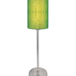 Homesake Chrome Basic Lime Green & Silver Steel Bedside Table Lamp With Fabric Shade - Set of 1 image 2