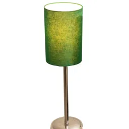 Homesake Chrome Basic Lime Green & Silver Steel Bedside Table Lamp With Fabric Shade - Set of 1 image 3