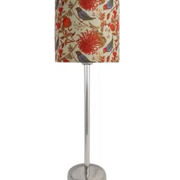 Homesake Chrome Suave Multicolor Steel Bedside Table Lamp With Fabric Shade - Set of 1 image 3