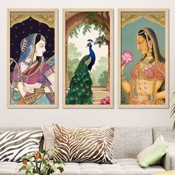 ArtVibes Green & Purple 3 Pieces Printed Wooden Wall Arts-image-30